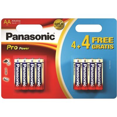 Piles Panasonic Pro Power AA 4+4 - Alcaline-Manganèse - Publicité Piles Panasonic Pro Power AA 4+4 - Alcaline-Manganèse - Publicité