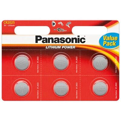 Panasonic CR2025 litiumparisto - 6 kpl Panasonic CR2025 litiumparisto - 6 kpl