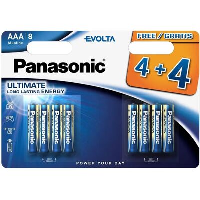 Piles alcalines Panasonic Evolta - AAA (4+4 Offertes) - Publicité Piles alcalines Panasonic Evolta - AAA (4+4 Offertes) - Publicité
