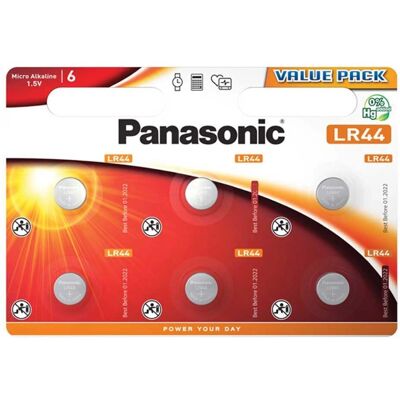 Panasonic LR44 1,5V Alkaline Knopfbatterien - 6er Pack Panasonic LR44 1,5V Alkaline Knopfbatterien - 6er Pack