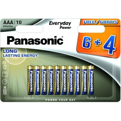 Piles Alcalines AAA Panasonic LR03 - Pack de 10 - Publicité Piles Alcalines AAA Panasonic LR03 - Pack de 10 - Publicité