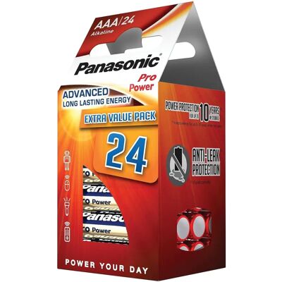Piles micro AAA Panasonic LR03PPG/24PT - 24 pièces - Publicité Piles micro AAA Panasonic LR03PPG/24PT - 24 pièces - Publicité