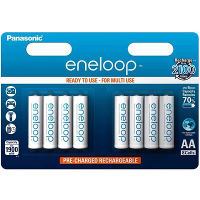 Baterías recargables AA Panasonic Eneloop 2000mAh - Pack de 8 Baterías recargables AA Panasonic Eneloop 2000mAh - Pack de 8