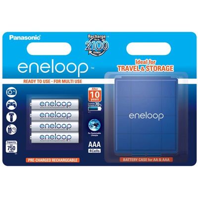 Pile rechargeable Ni-MH Panasonic Eneloop - 4 pcs, 800 mAh - Publicité Pile rechargeable Ni-MH Panasonic Eneloop - 4 pcs, 800 mAh - Publicité