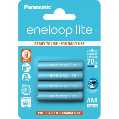 Batterie ricaricabili Panasonic Eneloop Lite AAA - Confezione da 4 Batterie ricaricabili Panasonic Eneloop Lite AAA - Confezione da 4