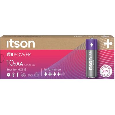Itson - LR6/AA - Alcaline - Pack de 10 - Batterie - Publicité Itson - LR6/AA - Alcaline - Pack de 10 - Batterie - Publicité