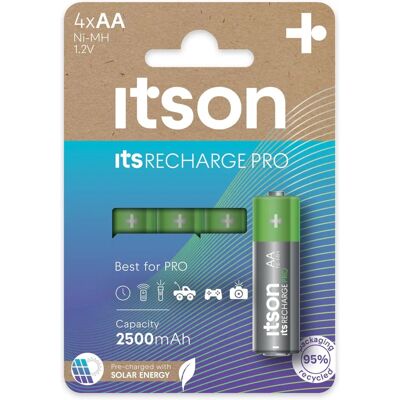 Piles rechargeables AA Itson - Pack de 4 - Publicité Piles rechargeables AA Itson - Pack de 4 - Publicité
