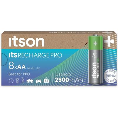 Itsson itsRECHARGE Piles AA NiMH Rechargeables - 1.2V 8 Pack - Publicité Itsson itsRECHARGE Piles AA NiMH Rechargeables - 1.2V 8 Pack - Publicité