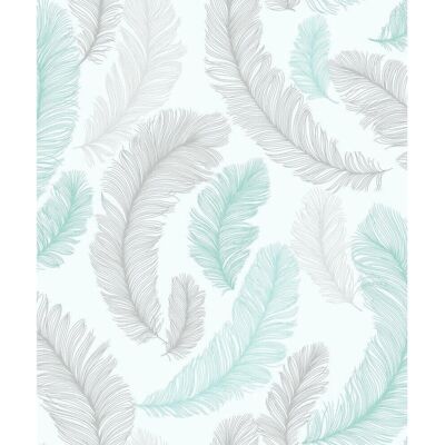 Grandeco Blue Feather Glitter Wallpaper - Textured Vinyl Wallcovering Grandeco Blue Feather Glitter Wallpaper - Textured Vinyl Wallcovering