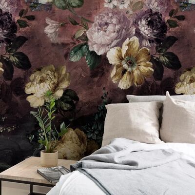 Grandeco Bordeaux Bloemenbehang - Bloemenmuur voor Woonkamers Grandeco Bordeaux Bloemenbehang - Bloemenmuur voor Woonkamers