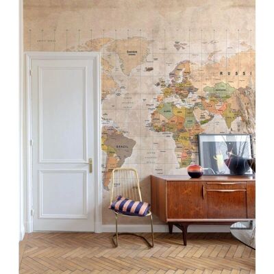 Grandeco - Mappa del mondo vintage - 7 Lane - Mural wallpaper Grandeco - Mappa del mondo vintage - 7 Lane - Mural wallpaper