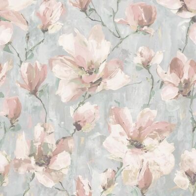 Grandeco Camilla Floral Blush Pink Vinyl Wallpaper - Wallpaper Grandeco Camilla Floral Blush Pink Vinyl Wallpaper - Wallpaper