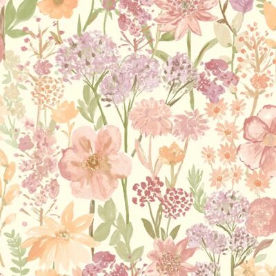 Grandeco Wildflowers Rose Crème Papier Peint - Papier - Publicité Grandeco Wildflowers Rose Crème Papier Peint - Papier - Publicité