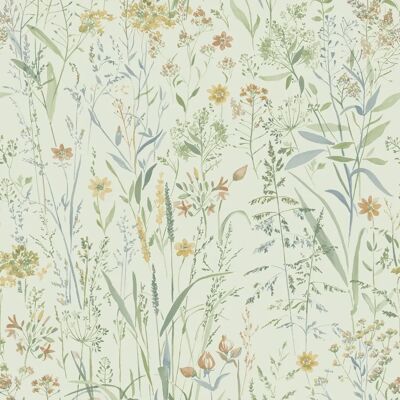 Grandeco Sage Green Floral Vinyl Wallpaper - Wallpaper Grandeco Sage Green Floral Vinyl Wallpaper - Wallpaper