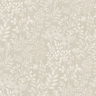 Grandeco Karuna Taupe Embroidery Trail Wallpaper - Wallpaper Grandeco Karuna Taupe Embroidery Trail Wallpaper - Wallpaper