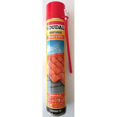 Schiuma per Tegole Soudal - 750ml, Grigia, Facile da usare Schiuma per Tegole Soudal - 750ml, Grigia, Facile da usare