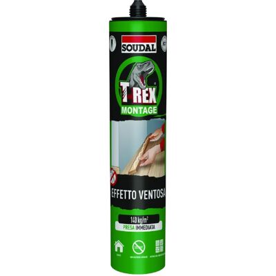 Colla di montaggio T-Rex Soudal - ad acqua, Forte, Sovraverniciabile Colla di montaggio T-Rex Soudal - ad acqua, Forte, Sovraverniciabile