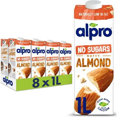 Alpro Almond Milk Unsweetened - 8x1L - Almond Milk Alternative Alpro Almond Milk Unsweetened - 8x1L - Almond Milk Alternative