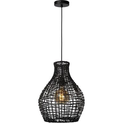 Lucide Alban Skandinávská Ratanová Závěsná Lampa - Ø35cm - 1xE27 - Černá Lucide Alban Skandinávská Ratanová Závěsná Lampa - Ø35cm - 1xE27 - Černá