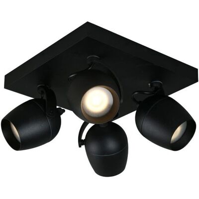 Lucide Preston Decken-Spots - Schwarz - IP44 - 4xGU10 - Modernes Badlicht Lucide Preston Decken-Spots - Schwarz - IP44 - 4xGU10 - Modernes Badlicht
