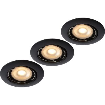 Lucide Focus Nowoczesny Wpuszczany Reflektor - 8,1cm - LED - GU10 - 3x5W - 3000K - Czarny - Zestaw 3 Lucide Focus Nowoczesny Wpuszczany Reflektor - 8,1cm - LED - GU10 - 3x5W - 3000K - Czarny - Zestaw 3