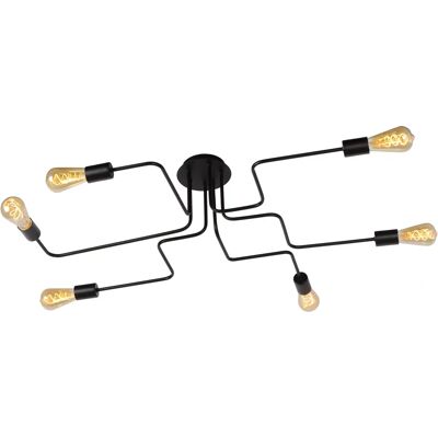 Lucide Lester Lampada a Soffitto Semi-Flush 6 Bracci - Nero - Lampada da Soffitto Lucide Lester Lampada a Soffitto Semi-Flush 6 Bracci - Nero - Lampada da Soffitto