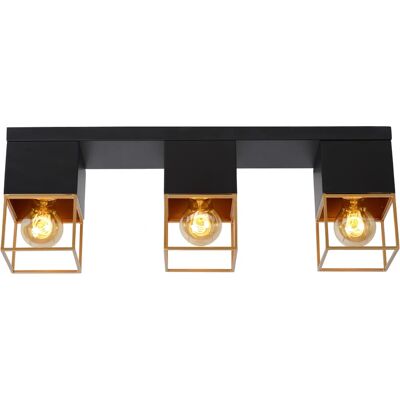 Lucide Rixt Lampadario a 3 Luci - Design Moderno Nero e Oro Lucide Rixt Lampadario a 3 Luci - Design Moderno Nero e Oro