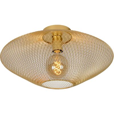 Lucide Mesh Modern Flush Ceiling Light - 45cm - E27 - Gold - Ceiling Light Lucide Mesh Modern Flush Ceiling Light - 45cm - E27 - Gold - Ceiling Light