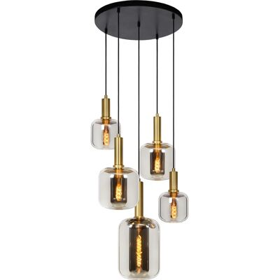Lucide Joanet Lámpara Colgante Moderna - Gris Ahumado - 66cm - 5xE27 - Lámpara Colgante Lucide Joanet Lámpara Colgante Moderna - Gris Ahumado - 66cm - 5xE27 - Lámpara Colgante