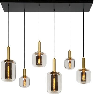 Lucide Joanet 6 Luci Grigio Fumè Lampada a Sospensione Lucide Joanet 6 Luci Grigio Fumè Lampada a Sospensione