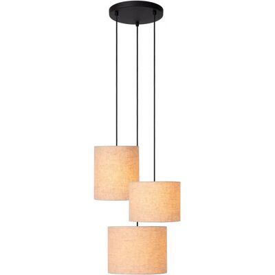 Lucide Maya 3-Licht Deckenpendel - Schwarz & Beige Lucide Maya 3-Licht Deckenpendel - Schwarz & Beige