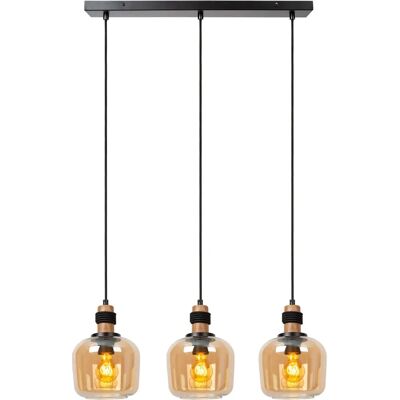Suspension Ambre Ilona - Barre de 3 Lumières, Réglable en Hauteur - Publicité Suspension Ambre Ilona - Barre de 3 Lumières, Réglable en Hauteur - Publicité