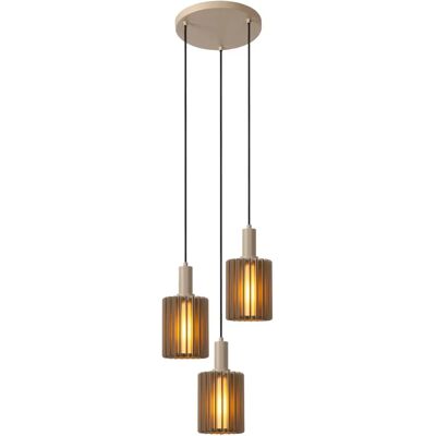 Lucide Lambres 3 Light Ceiling Pendant - Cream - Ceiling Light Lucide Lambres 3 Light Ceiling Pendant - Cream - Ceiling Light