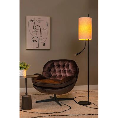 Lucide Magic Doppellicht Stehlampe - Schwarz mit Creme-Schirm - Stehlampe Lucide Magic Doppellicht Stehlampe - Schwarz mit Creme-Schirm - Stehlampe