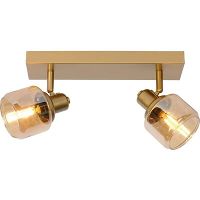Lucide Bjorn Twin Ceiling Spotlight - Matt Gold - 2xE14 Lucide Bjorn Twin Ceiling Spotlight - Matt Gold - 2xE14