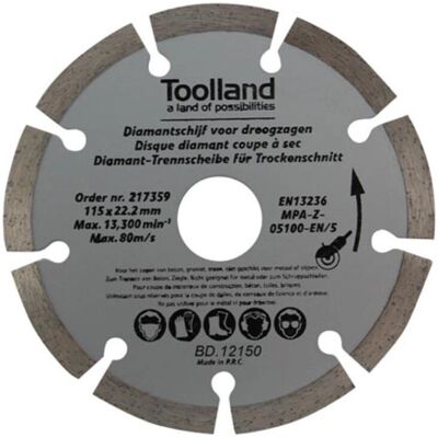 Toolland BD12150 Winkelschleifer-Zubehör - Segmentierte Diamantscheibe Toolland BD12150 Winkelschleifer-Zubehör - Segmentierte Diamantscheibe
