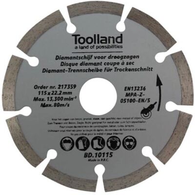 Toolland BD10115 - Segmenterende diamantschijf voor haakse slijper - 115 mm Toolland BD10115 - Segmenterende diamantschijf voor haakse slijper - 115 mm