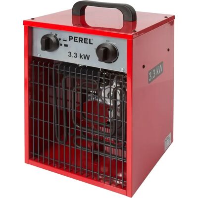 Perel Kompaktowy Grzejnik Wentylatorowy - 3300W, Termostat, Czerwony - Do użytku wewnętrznego Perel Kompaktowy Grzejnik Wentylatorowy - 3300W, Termostat, Czerwony - Do użytku wewnętrznego