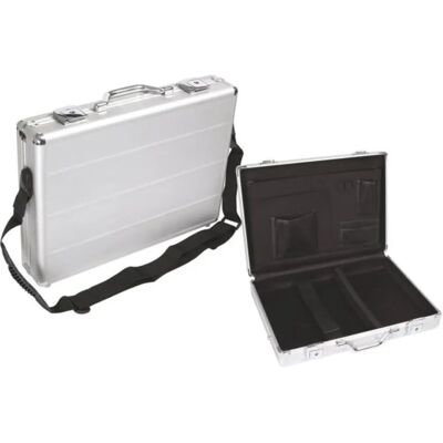 Perel 1819-14 Silbergrauer Aluminium-Laptoptasche - Schultergurt, Schloss Perel 1819-14 Silbergrauer Aluminium-Laptoptasche - Schultergurt, Schloss