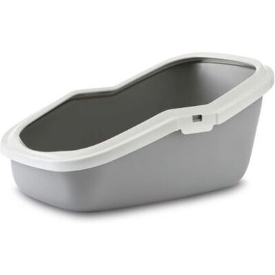 Savic Grau Weiß Aseo Katzentoiletten - Hoher Rand, 56cm Savic Grau Weiß Aseo Katzentoiletten - Hoher Rand, 56cm