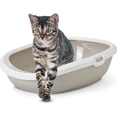 Savic Gizmo Cat Litter Box - White/Beige - Large Savic Gizmo Cat Litter Box - White/Beige - Large
