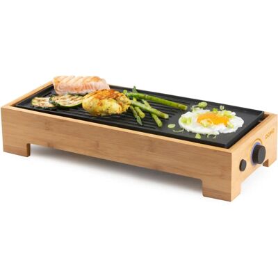 Domo DO9270G Elektrisk Grill med Non-stick - Bambusstil Domo DO9270G Elektrisk Grill med Non-stick - Bambusstil