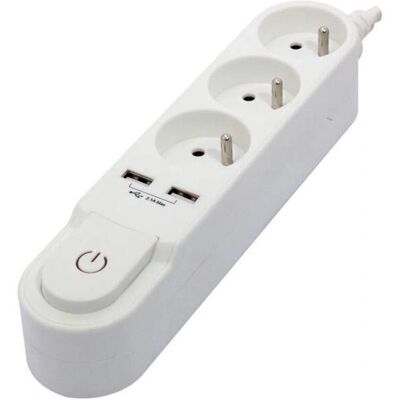 Chacon Multiprise avec interrupteur - 3 prises, 2 USB, 1,5 m câble - Publicité Chacon Multiprise avec interrupteur - 3 prises, 2 USB, 1,5 m câble - Publicité