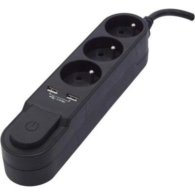Multiprise Chacon - 3 Prises, USB 2A, 1.5m - Publicité Multiprise Chacon - 3 Prises, USB 2A, 1.5m - Publicité