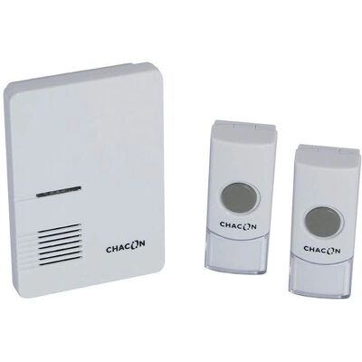 Carillon sans fil Chacon - 36 mélodies, portée 100m, alimentation par batterie - Publicité Carillon sans fil Chacon - 36 mélodies, portée 100m, alimentation par batterie - Publicité