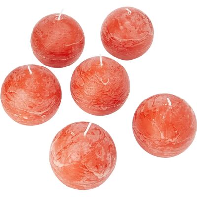 Spaas 6 rustieke ronde kaarsen zonder geur 80 mm, ± 24 uur, Gember Oranje Spaas 6 rustieke ronde kaarsen zonder geur 80 mm, ± 24 uur, Gember Oranje