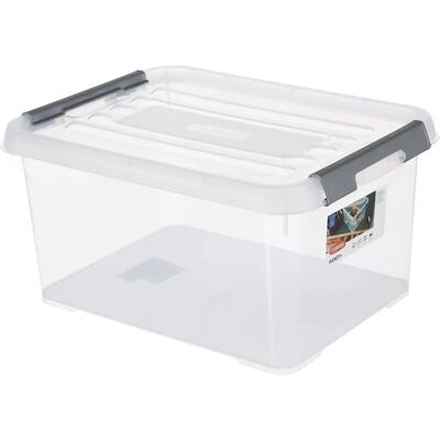 Cubo de Almacenamiento Curver Handy Plus - 15L, Transparente/Plateado, 39x29x20cm - Caja de almacenamiento Cubo de Almacenamiento Curver Handy Plus - 15L, Transparente/Plateado, 39x29x20cm - Caja de almacenamiento
