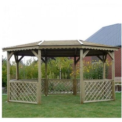 Kiosque de jardin en bois massif - 4,45x3,40m - Certifié FSC - Publicité Kiosque de jardin en bois massif - 4,45x3,40m - Certifié FSC - Publicité