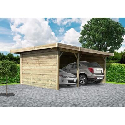 Carport S7757 - Bois traité autoclave - 7x5m - Carport - Publicité Carport S7757 - Bois traité autoclave - 7x5m - Carport - Publicité