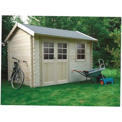 Abri de jardin en bois Arles - 28mm Pin - Porte double vitrée - 8,5m² - Publicité Abri de jardin en bois Arles - 28mm Pin - Porte double vitrée - 8,5m² - Publicité